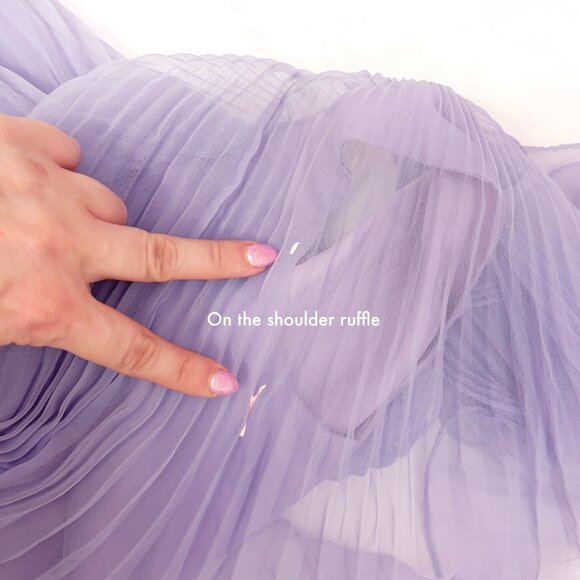 Vintage purple knife-pleat ruffle maxi dress AS-IS size Small - Picture 14 of 15